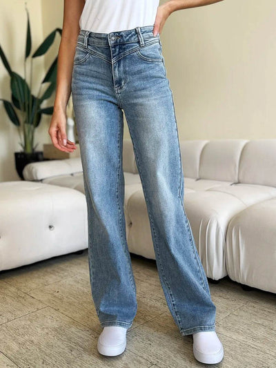Judy Blue Full Size High Waist Wide Leg Jeans - Ebony's Shopping