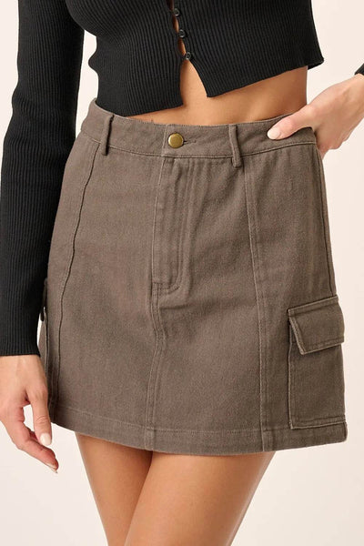 Mittoshop Cargo Mini Skirt with Side Pockets - Ebony's Shopping