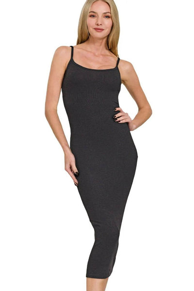 Zenana Ribbed Bodycon Midi Dress - Ebony's Shopping