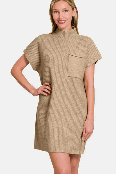 Zenana Short Sleeve Sweater Mini Dress - Ebony's Shopping