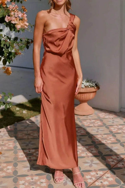 One Shoulder Sleeveless Maxi Dress - Ebony's Shopping