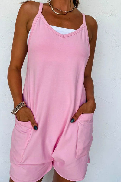 Sleeveless Romper with Pockets - Ebony's Shopping
