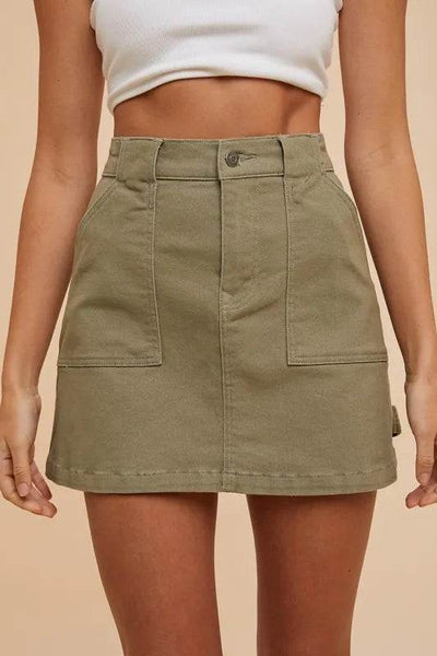 Annie Wear Cargo Denim Mini Skirt - Ebony's Shopping