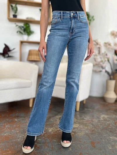 Judy Blue Full Size Mid-Rise Waist Straight Jeans - Ebony's Shopping