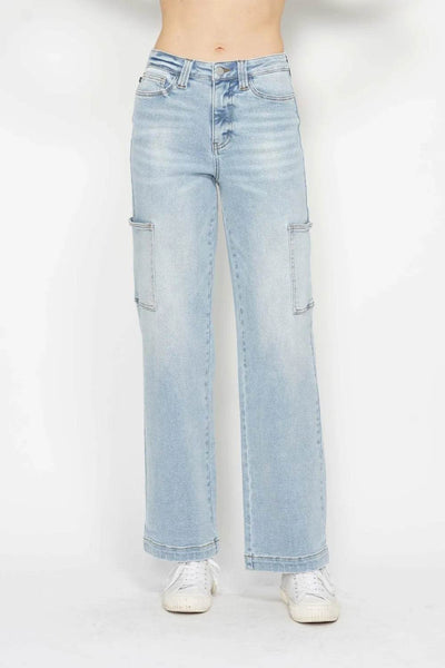 Judy Blue Full Size High Waist Straight Cargo Jeans - Ebony's Shopping