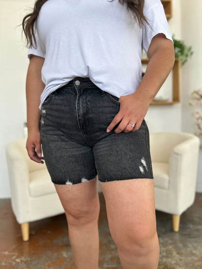 Judy Blue Full Size High Waist Rigid Magic Denim Shorts - Ebony's Shopping