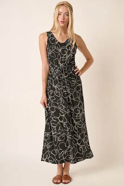 Mittoshop Side Slit Flower Print V-Neck Sleeveless Dress - Ebony's Shopping