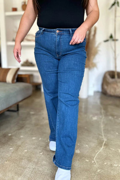 Judy Blue Full Size High Rise Straight Jeans - Ebony's Shopping