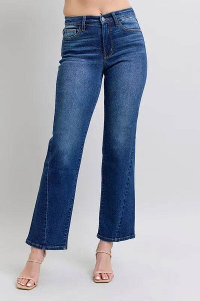 Judy Blue Full Size Side Seam Detail Straight Jeans with Pockets - Ebony's Shopping