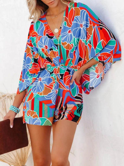Oversized Tied Back Printed Romper - Ebony's Shopping