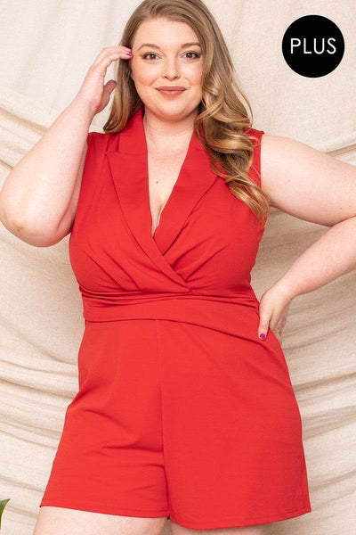 Collared Neck Plus Size Romper - Ebony's Shopping