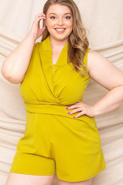 Collared Neck Plus Size Romper - Ebony's Shopping
