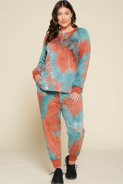 Tie-dye Printed French Terry Knit Loungewear Sets - Ebony's Shopping