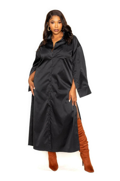 Cape Sleeve Shirt Dress - Ebony's Shopping
