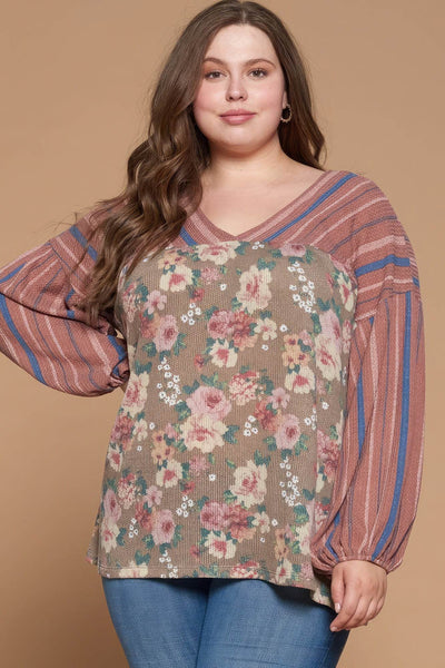 Floral Printed Knit Top - Ebony's Shopping