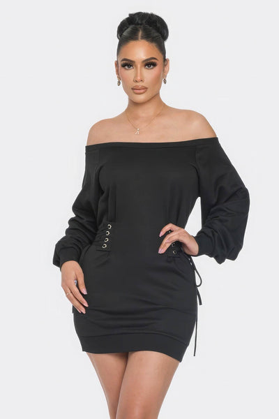 Off Shoulder Mini Dress - Ebony's Shopping