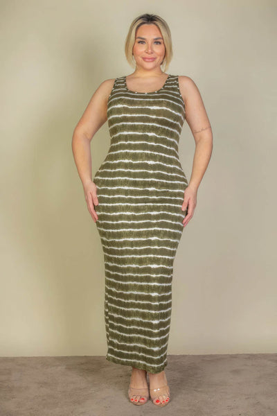 Plus Size Tie Dye Printed Tank Bodycon Maxi Dress - Ebony's Shopping