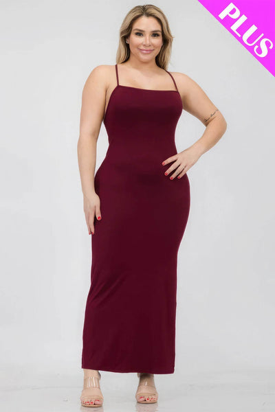 Plus Size Crisscross Back Split Thigh Maxi Dress - Ebony's Shopping