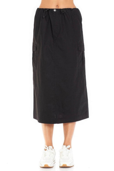 Cargo Skirt With Drawstring Midi Skirt - Ebony's Shopping