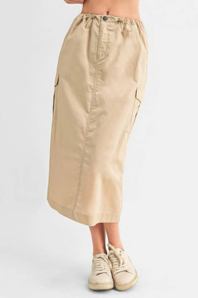 Cargo Skirt With Drawstring Midi Skirt - Ebony's Shopping
