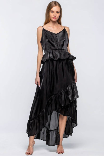 Shimmering Dress With Ruffles - Ebony's Shopping