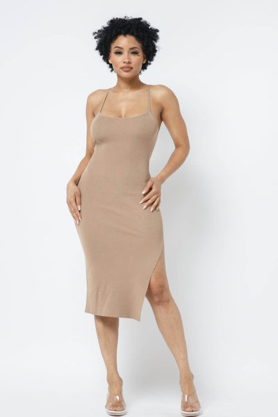 Side Slit Cami Dress - Ebony's Shopping