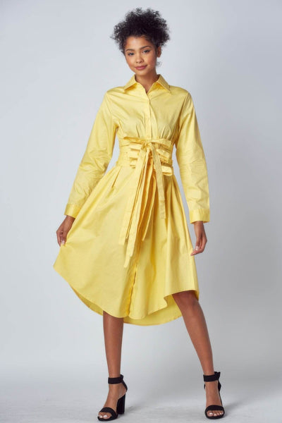 Shirt Dress With Tie Up Belt Detail - Ebony's Shopping