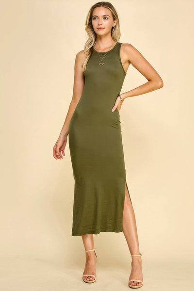 High Neck Side Slit Max Dress - Ebony's Shopping