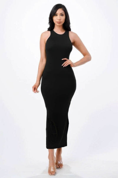 High Neck Side Slit Max Dress - Ebony's Shopping