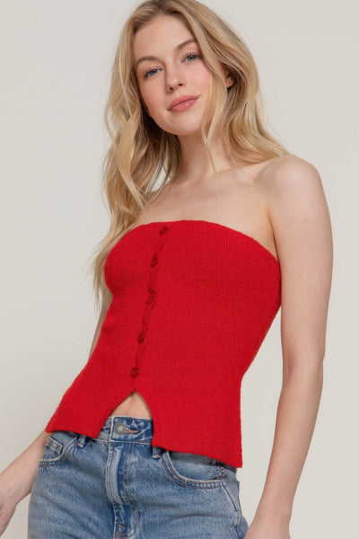 Button Down Tube Spring Sweater - Ebony's Shopping