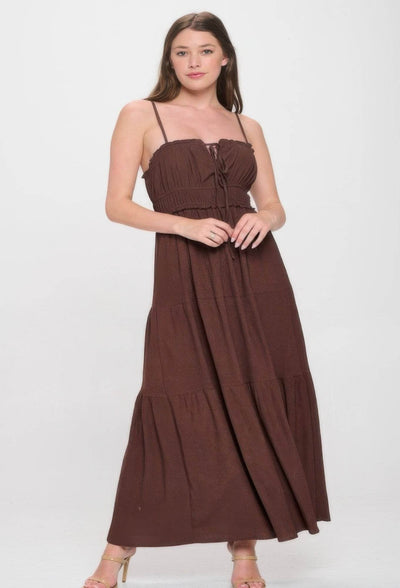 Plus Crinkle Textured Front Tied Maxi Dress - Ebony's Shopping