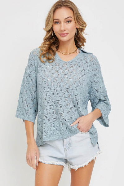 Pointelle Knit Top - Ebony's Shopping