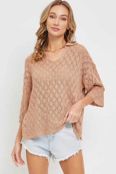 Pointelle Knit Top - Ebony's Shopping