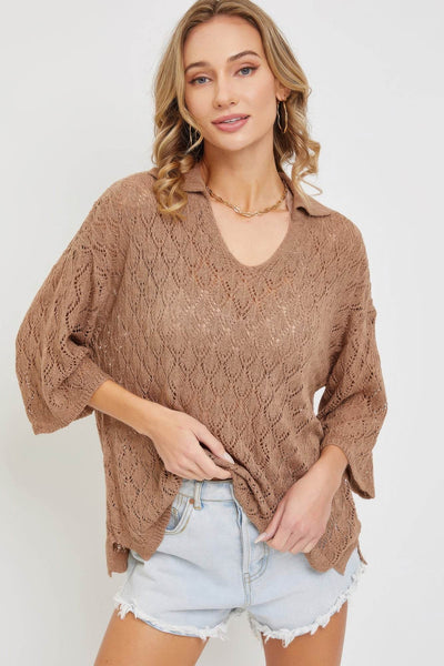 Pointelle Knit Top - Ebony's Shopping