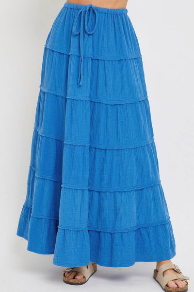 Cotton Gauze Tiered Maxi Skirt - Ebony's Shopping