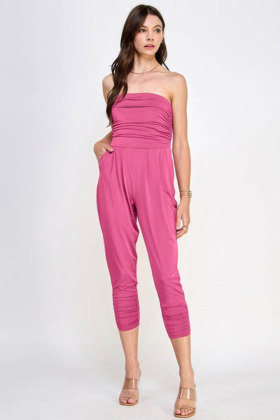 Tube Top W/shirring Jumpsuit - Ebony's Shopping