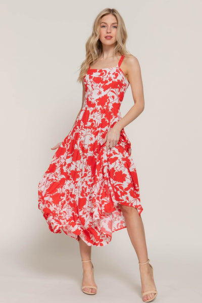 Floral Print Cami Midi Dress - Ebony's Shopping