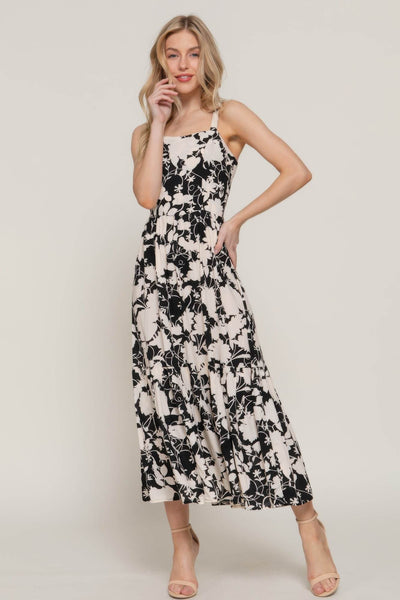 Floral Print Cami Midi Dress - Ebony's Shopping