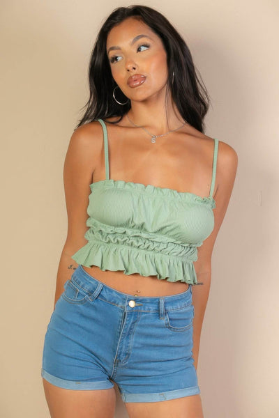 Tiered Shirred Body Crop Top - Ebony's Shopping