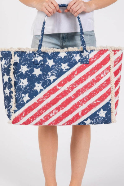 American Flag Pattern Fringe Bag - Ebony's Shopping