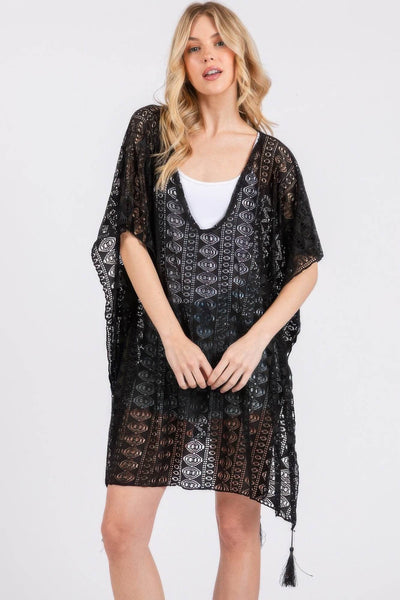 Crochet Lace Tassel Cover Up - Ebony's Shopping
