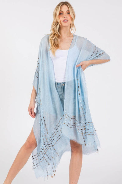 Colored Stitch Kimono - Ebony's Shopping