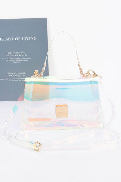 Transparent Top Handle Flap Clutch - Ebony's Shopping