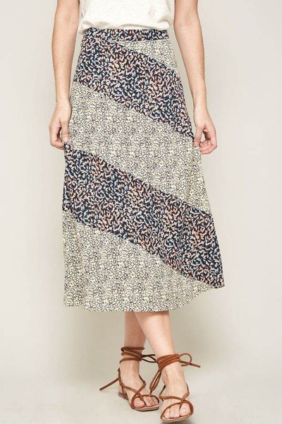 A Floral-print Woven Midi Skirt - Ebony's Shopping
