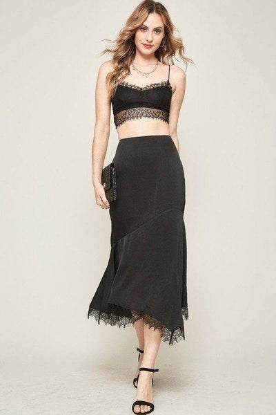 A Solid Woven Midi Skirt - Ebony's Shopping