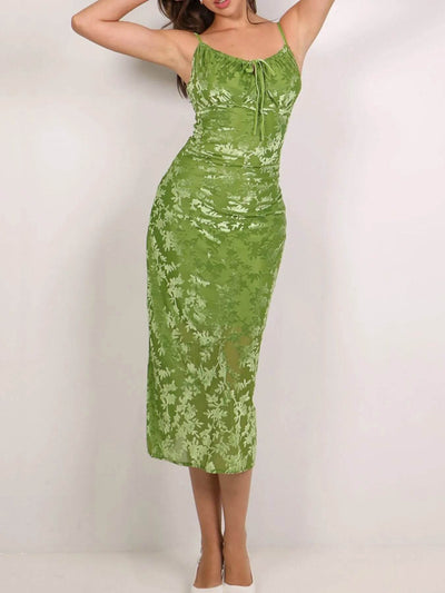 Textured Tie Front Cami Dress - Ebony's Shopping