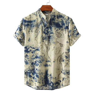 Men's Vintage Print Short Sleeve Shirt - Ebony's Shopping