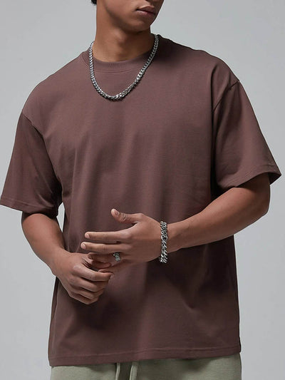 Men's Oversized Casual Round Neck T-Shirt - Ebony's Shopping