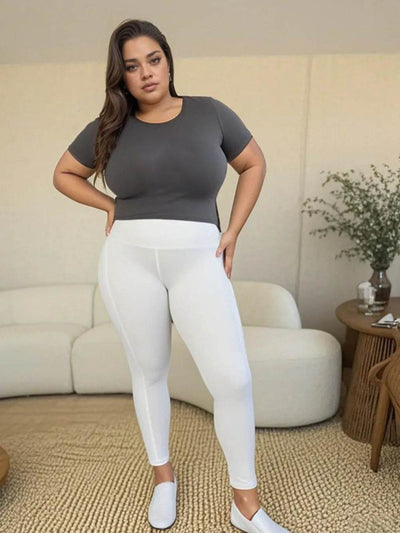 Wide Waistband Sports Leggings - Ebony's Shopping