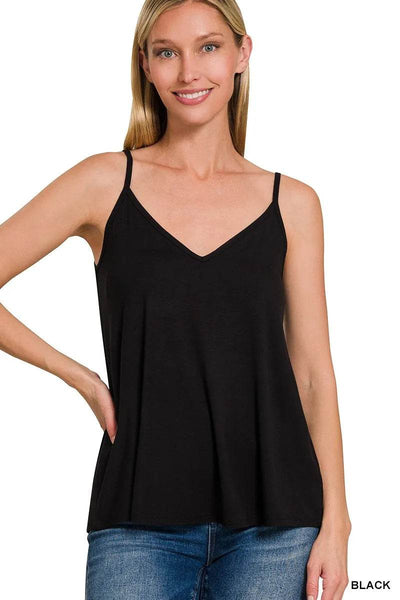 Two-Way V and Scoop Neck Reversible Spaghetti Cami - Ebony's Shopping